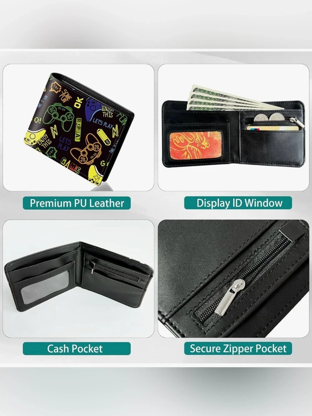 Kids Wallets for Boys Teen Wallet for kids Leather Bifold Wallet